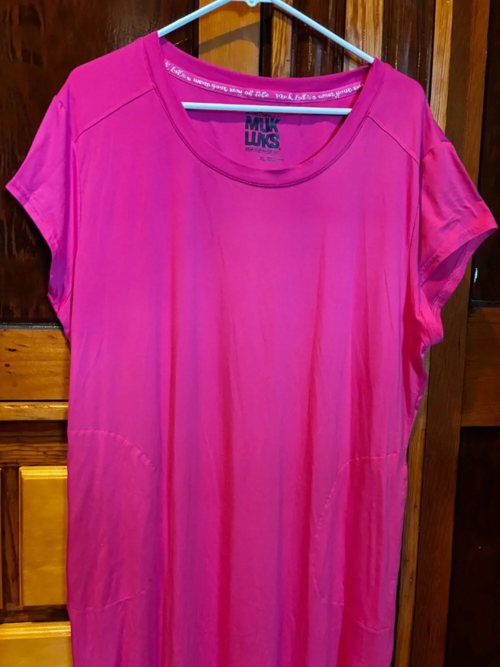 MUK LUKS Magenta Short Sleeve Midi Dress Size XL